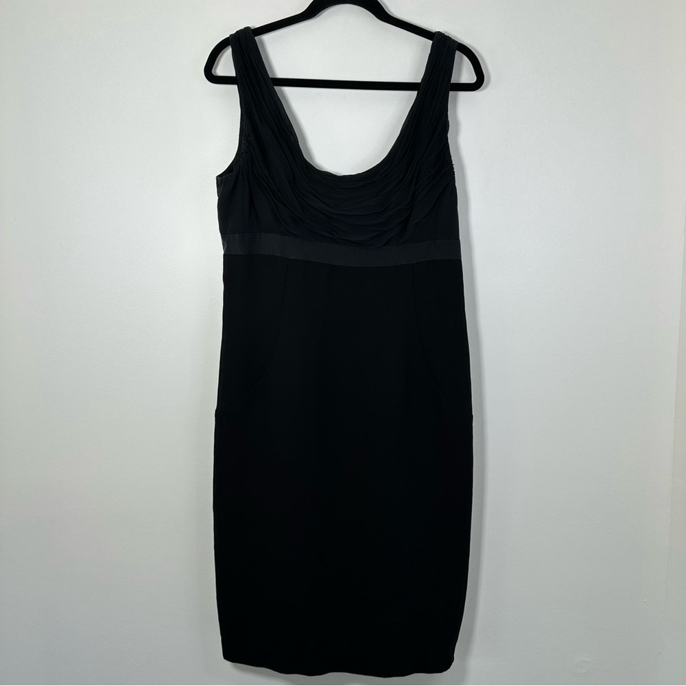 Lauren Ralph Lauren Women’s Black Draped Neckline A-Line Midi Dress Size 14